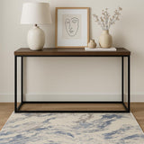 4' X 6' Ivory Blue And Gray Abstract Area Rug