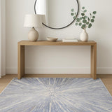 4' X 6' Cream Gray And Blue Abstract Area Rug