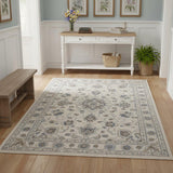 4' X 6' Ivory Blue And Gray Floral Area Rug
