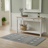 4' X 6' Ivory Blue And Tan Floral Area Rug