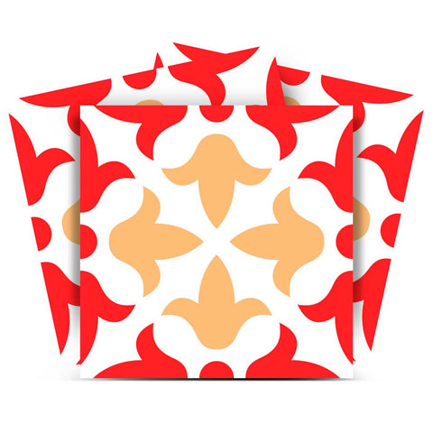 12" X 12" Red and White Roja Hola Removable Peel and Stick Tiles