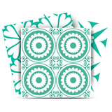 12" X 12" Light Green And White Geo Peel and Stick Removable Tiles