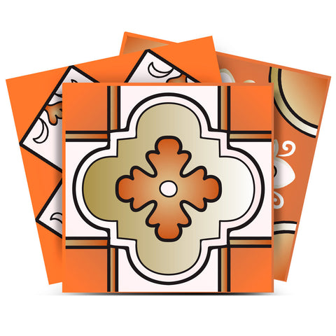 12" X 12" Retro Orange Mosaic Peel and Stick Removable Tiles