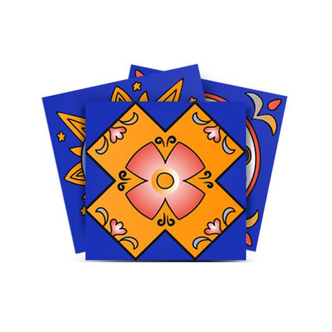 12" X 12" Blue and Gold Celestial Mosaic Peel and Stick Removable Tiles