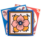 12" X 12" Blue Gold and Blush Mosaic Peel and Stick Removable Tiles