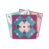 12" X 12" Vintage Turq Blush and Mauve Peel and Stick Removable Tiles