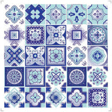 12" X 12" Vintage Turq Blue and White Peel and Stick Removable Tiles