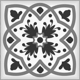 12" X 12" Charcoal And White Scroll Peel and Stick Removable Tiles