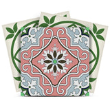 12" X 12" Vintage Green and Taupe Mosaic Peel and Stick Removable Tiles