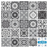 12" X 12" Shades of Black Mosaic Peel and Stick Removable Tiles