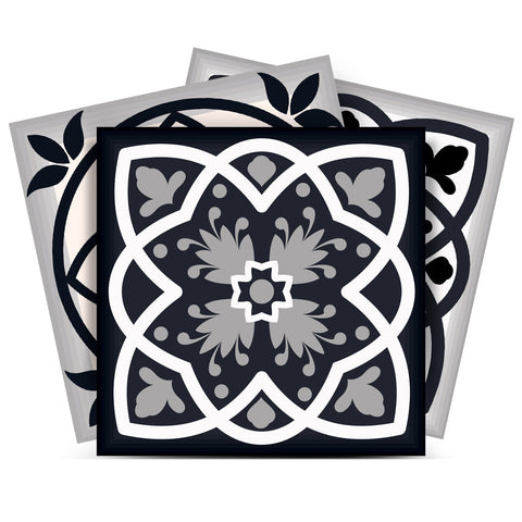 12" X 12" Black White and Tan Peel and Stick Removable Tiles