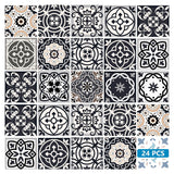 12" X 12" Black White and Tan Peel and Stick Removable Tiles