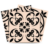 12" X 12" Cream and Black Mosaic Peel and Stick Removable Tiles