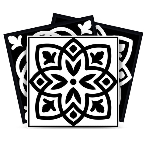 12" X 12" Black and White The Night Sky Mosaic Peel and Stick Removable Tiles