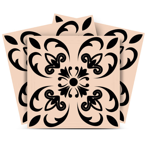 12" X 12" Black and Brown Mini Orchid Peel and Stick Removable Tiles