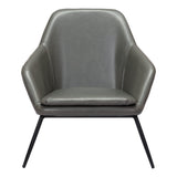 29" Gray And Black Faux Leather And Faux Leather Arm Chair