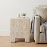 20" Beige Faux Stone Square End Table