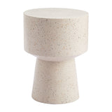 18" Beige Faux Stone Round Pedestal End Table