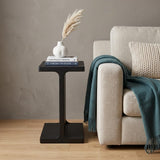 20" Black Solid Wood Pedestal End Table