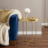21" Gold Aluminum And Iron Cross Legs End Table