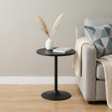20" Black Iron Round Pedestal End Table