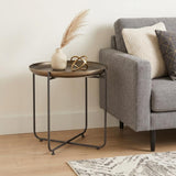 21" Bronze and Gray Steel Round Cross Legs End Table