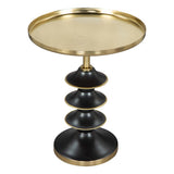 22" Gold And Black Iron Round Pedestal End Table