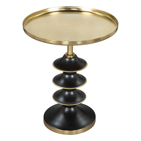 22" Gold And Black Iron Round Pedestal End Table