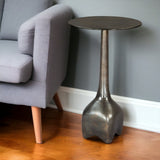 22" Charcoal Aluminum Round Pedestal End Table