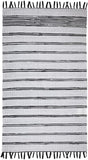 4' X 6' Black And White Striped Hand Woven Washable Area Rug With Fringe