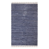 3' X 5' Navy and White Striped Handmade Indoor Outdoor Area Rug