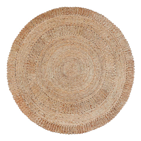 6' Natural Jute Geometric Hand Braided Round Rug