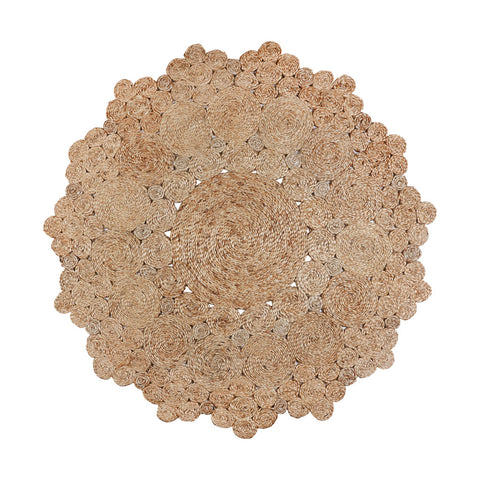 6' Natural Jute Geometric Hand Braided Round Rug