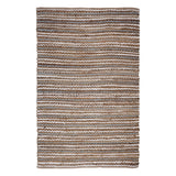 4' X 6' Brown White And Gray Jute Striped Hand Woven Area Rug