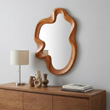 35" Brown Solid Wood Abstract Geometric Framed Accent Mirror
