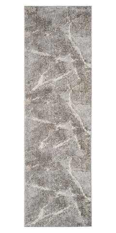 8' Gray And Beige Abstract Distressed Runner Rug