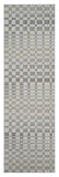 8' Gray And Beige Checkered Distressed Runner Rug