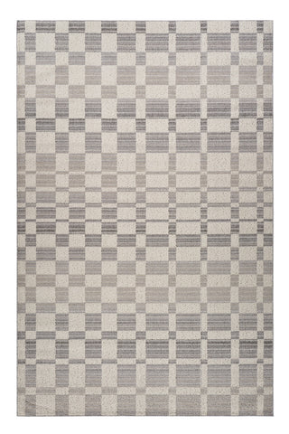 7' X 10' Gray and Beige Checkered Distressed Area Rug