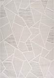 7' X 10' Cream and Beige Geometric Distressed Area Rug