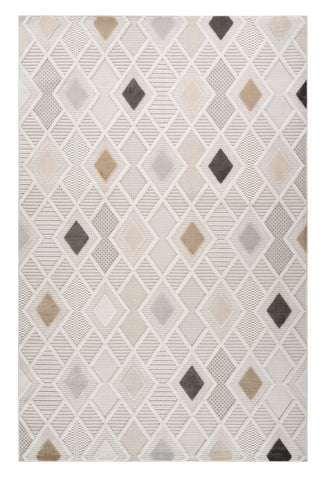 5' X 8' Cream and Beige Abstract Distressed Area Rug