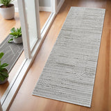2' X 5' Gray and Ivory Abstract Distressed Area Rug