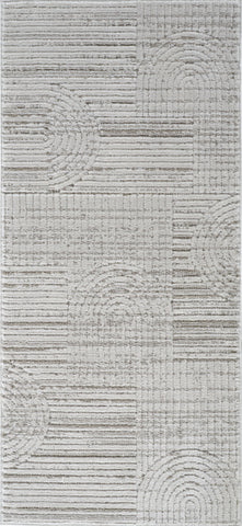 2' X 5' Gray and Ivory Abstract Distressed Area Rug