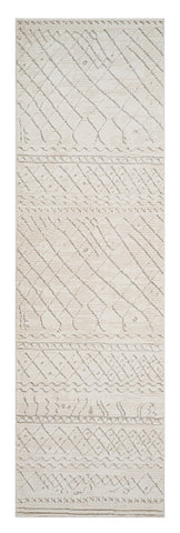 8' Gray And Beige Abstract Distressed Runner Rug