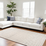 7' X 10' Gray and Beige Abstract Distressed Area Rug