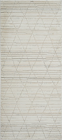 2' X 5' Gray and Beige Geometric Distressed Area Rug