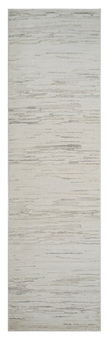 8' Gray And Beige Geometric Distressed Runner Rug