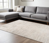 7' X 10' Gray and Beige Abstract Distressed Area Rug