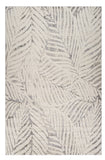 5' X 8' Gray and Cream Botanical Leaves Area Rug