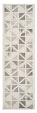 8' Gray And Cream Geometric Distressed Runner Rug