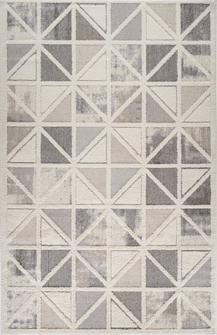 4' X 6' Gray and Cream Geometric Distressed Area Rug